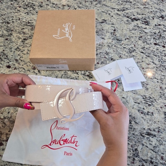 NEW Christian Louboutin W CL Logo Beige Belt with Signature Buckle main image 5